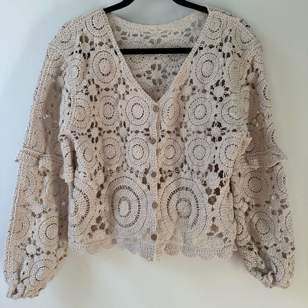 Vintage crochet button down cardigan